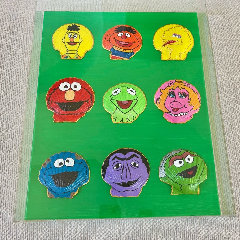 All Your Favorite Sesame Street Characters hand-painted Seashell Art original